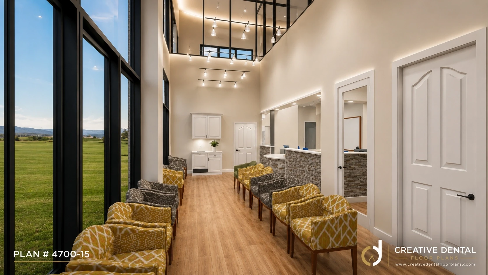 3D dental office rendering — Plan 4700-15 reception