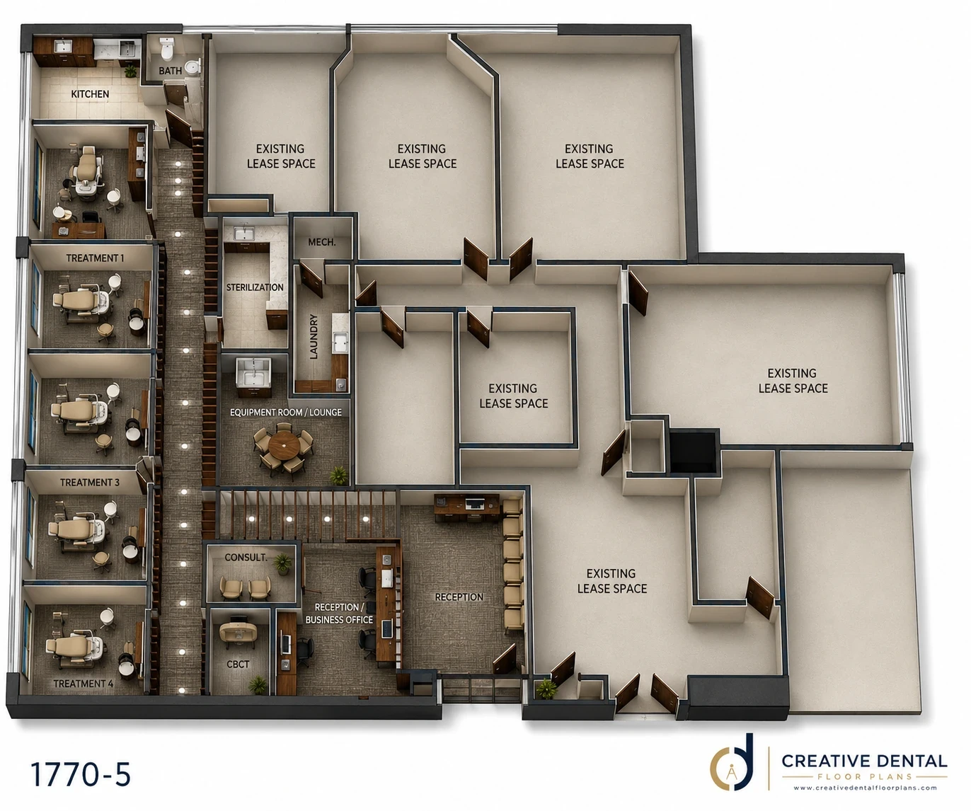 3D Floor Plan — Plan #1770-5